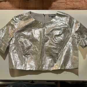 Silver Vegan Leather Crop Top